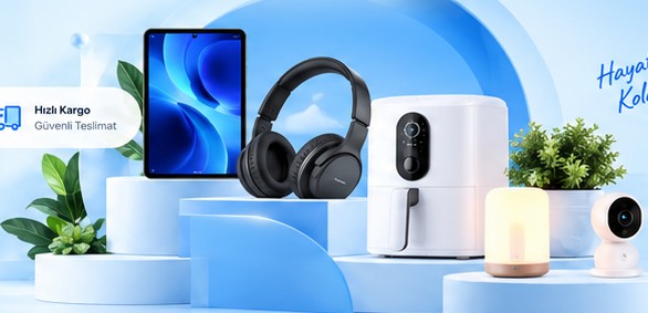 Telefon, kulaklık ve ev elektroniği ürünlerinden oluşan temsili tanıtım görseli